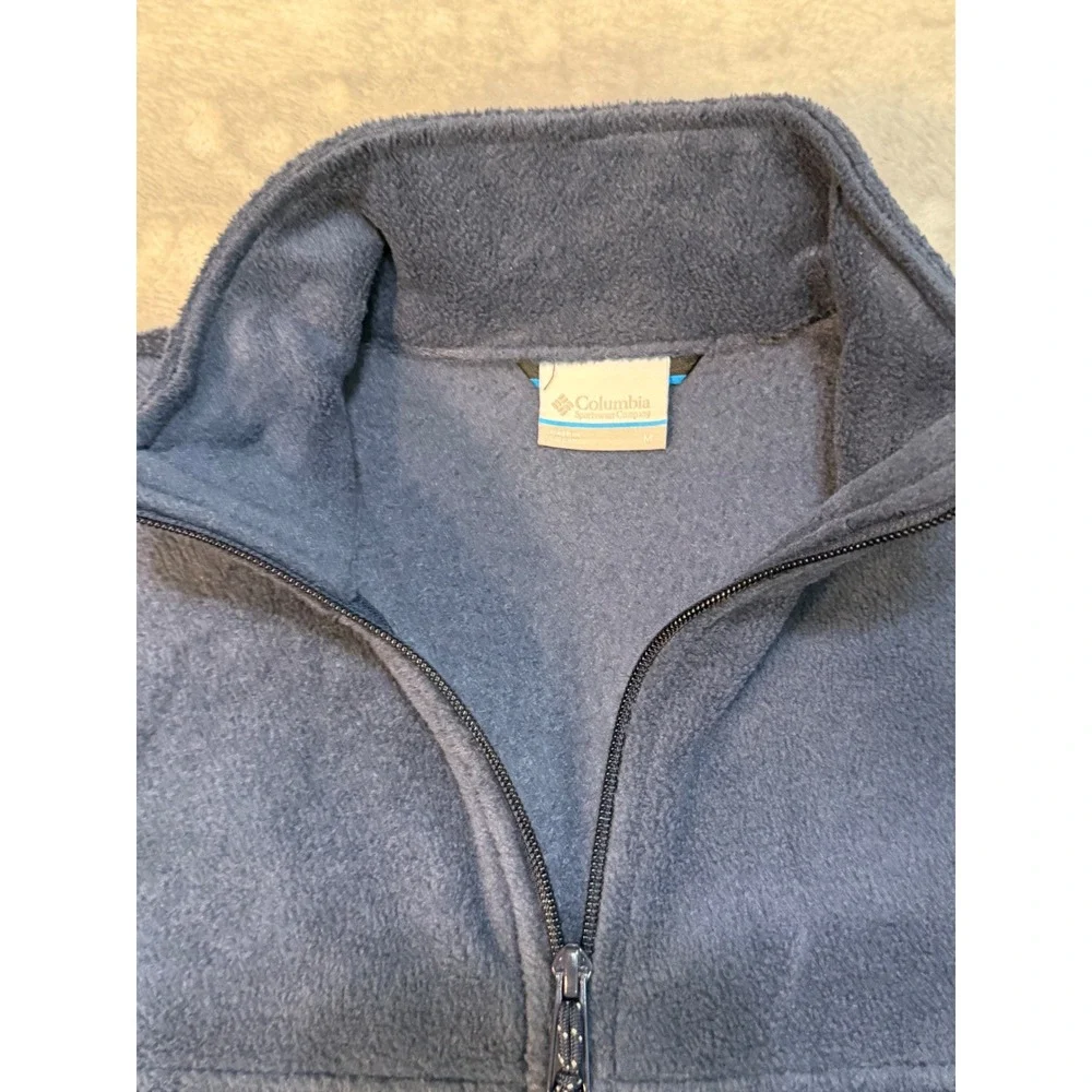 Columbia Sportswear Mens Full Zip Fleece Jacket Blue Grey Mock Neck Size M - Picture 4 of 7